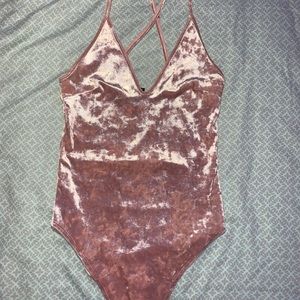 Pink velvet bodysuit